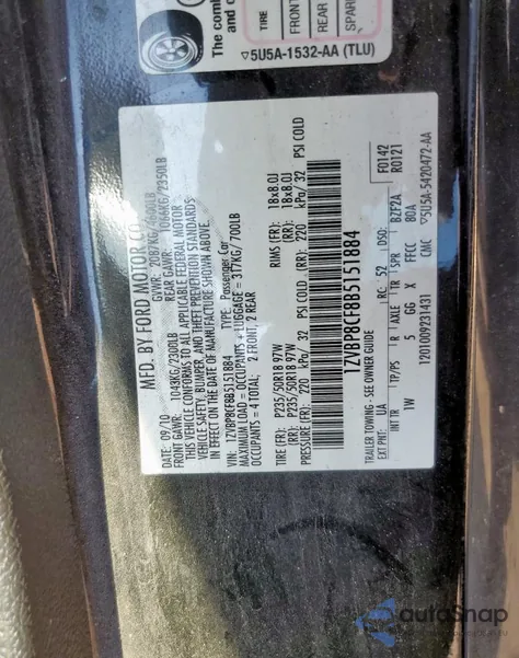 2011 Ford Mustang Gt z USA, uszkodzony, nr VIN 1ZVBP8CF8B5151884